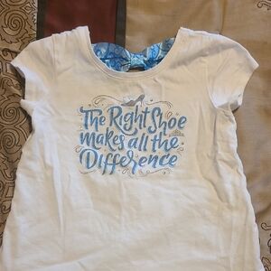 Disney Cinderella White and Blue Short Sleeve Tee with Decorative Print Size 5